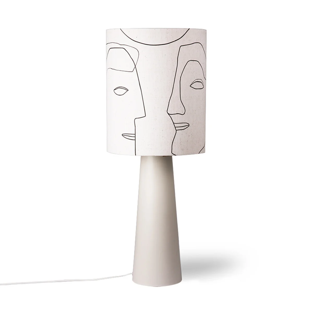 HKliving - Cone Tischleuchtenfuß, L, matt hellgrau   Printed Faces Lampenschirm, L