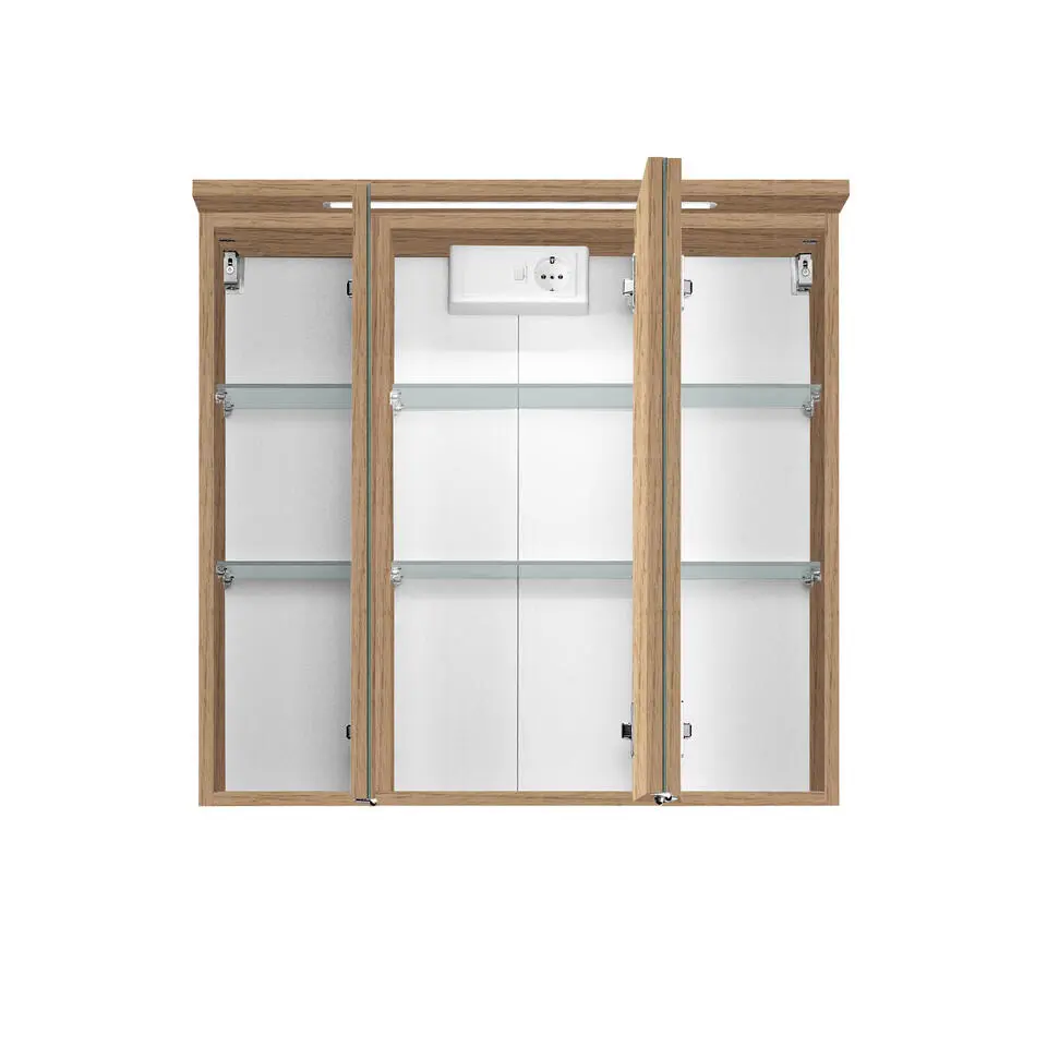 Spiegelkast Bobbi 70cm model 1 3 deuren & ledverlichting - eik