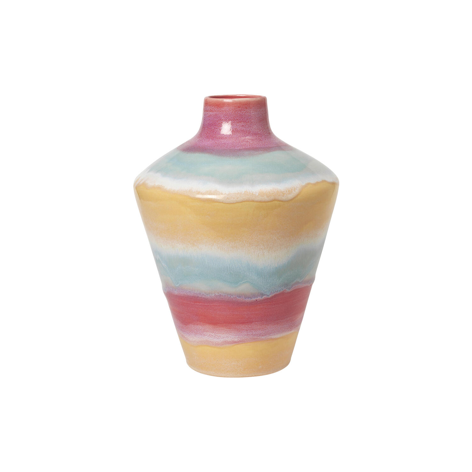 Poppery vase med &aelig;ble, pink/mint/gul