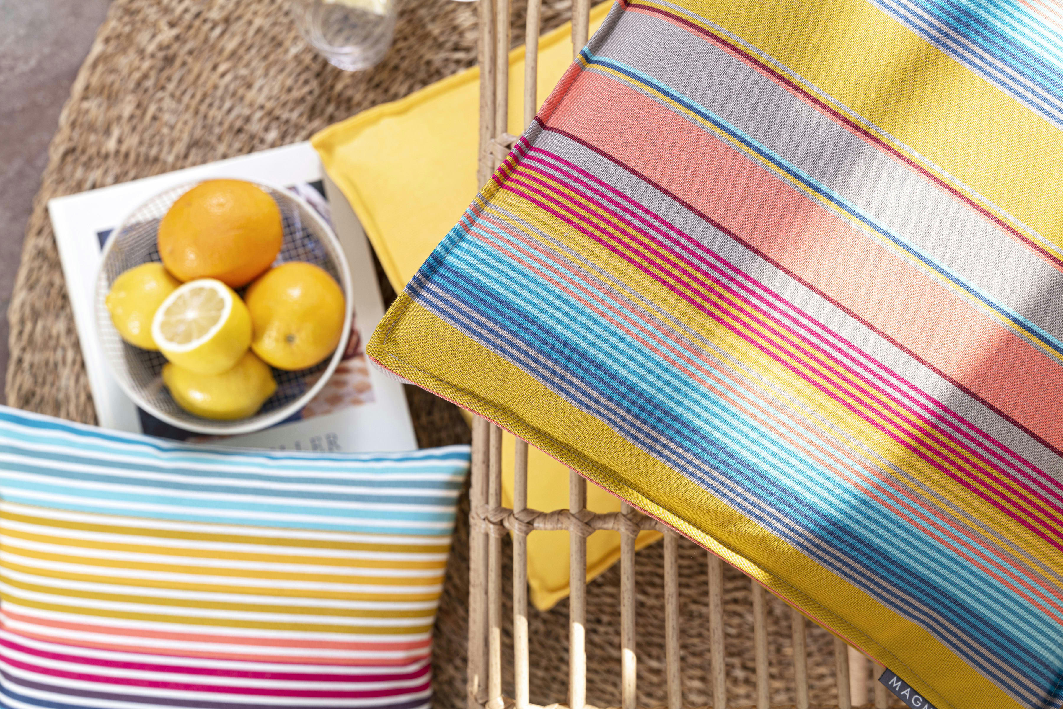 NIZZA - Housses de coussin d'extérieur rayures - Lot de 2 - 50x50