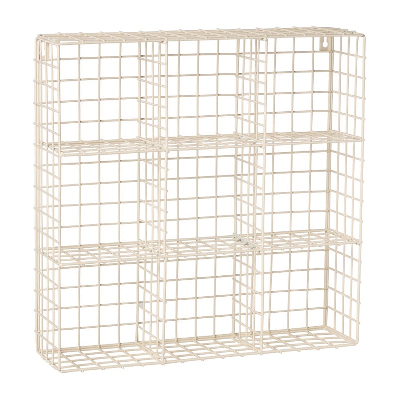 Wandrek wire 9 vakken - beige - 40x40x10 cm