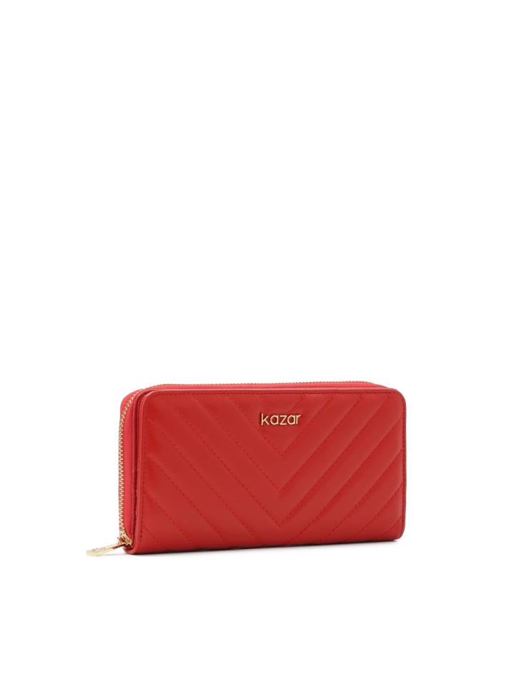 Red wallet with cross quilting