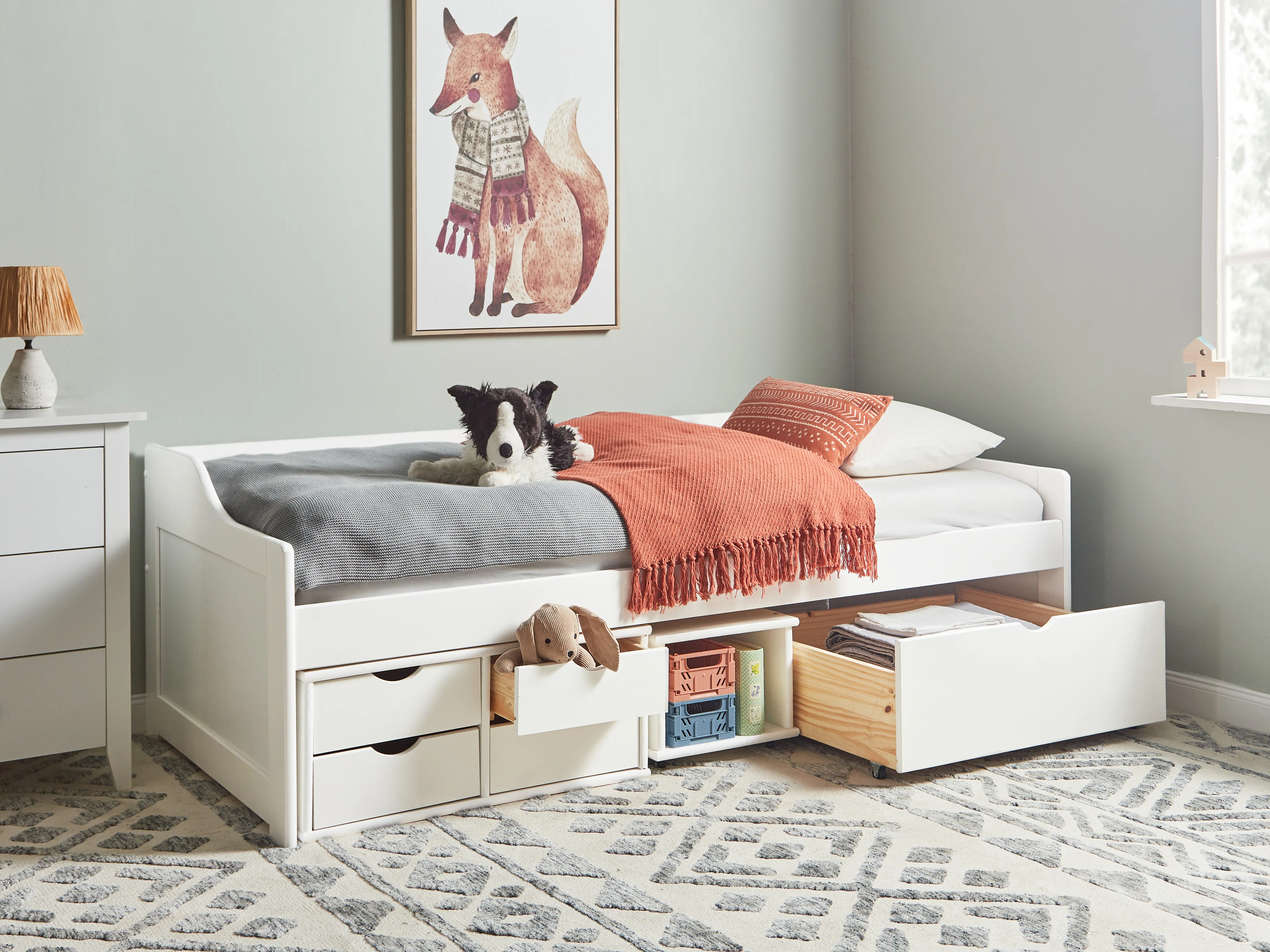 Daybed with Storage Pine Wood ROYVILLE 90 x 200 cm (EU Single) White