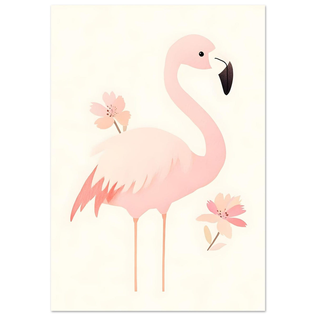 Artfulprints Poster Tropische flamingo  - 70x100 cm - Roze