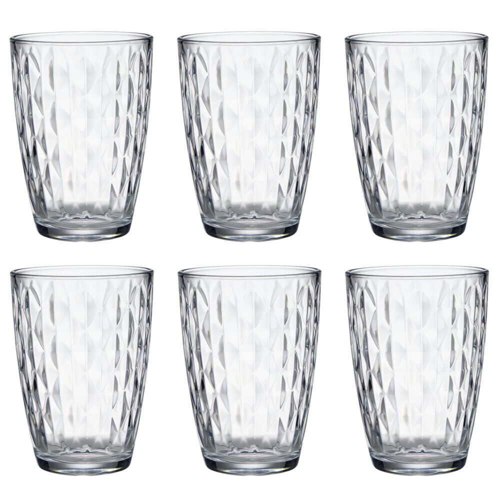 Verre 41,5cl x6 losange relief en verre transparent Ø8,5xH12cm