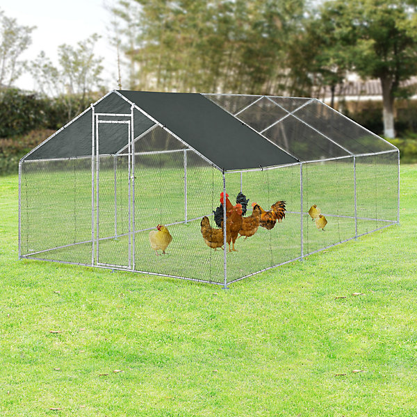 Enclos Extérieur Wels Volière Acier Galvanisé 3 x 6 x 2 m Argent Vert Foncé pro.tec