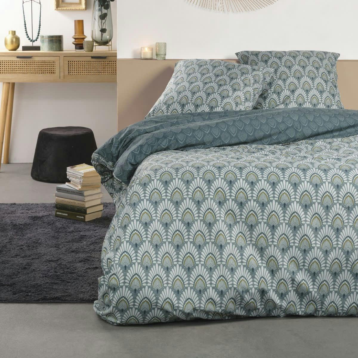 - Parure de lit en Polyester Bleu 220x240 cm