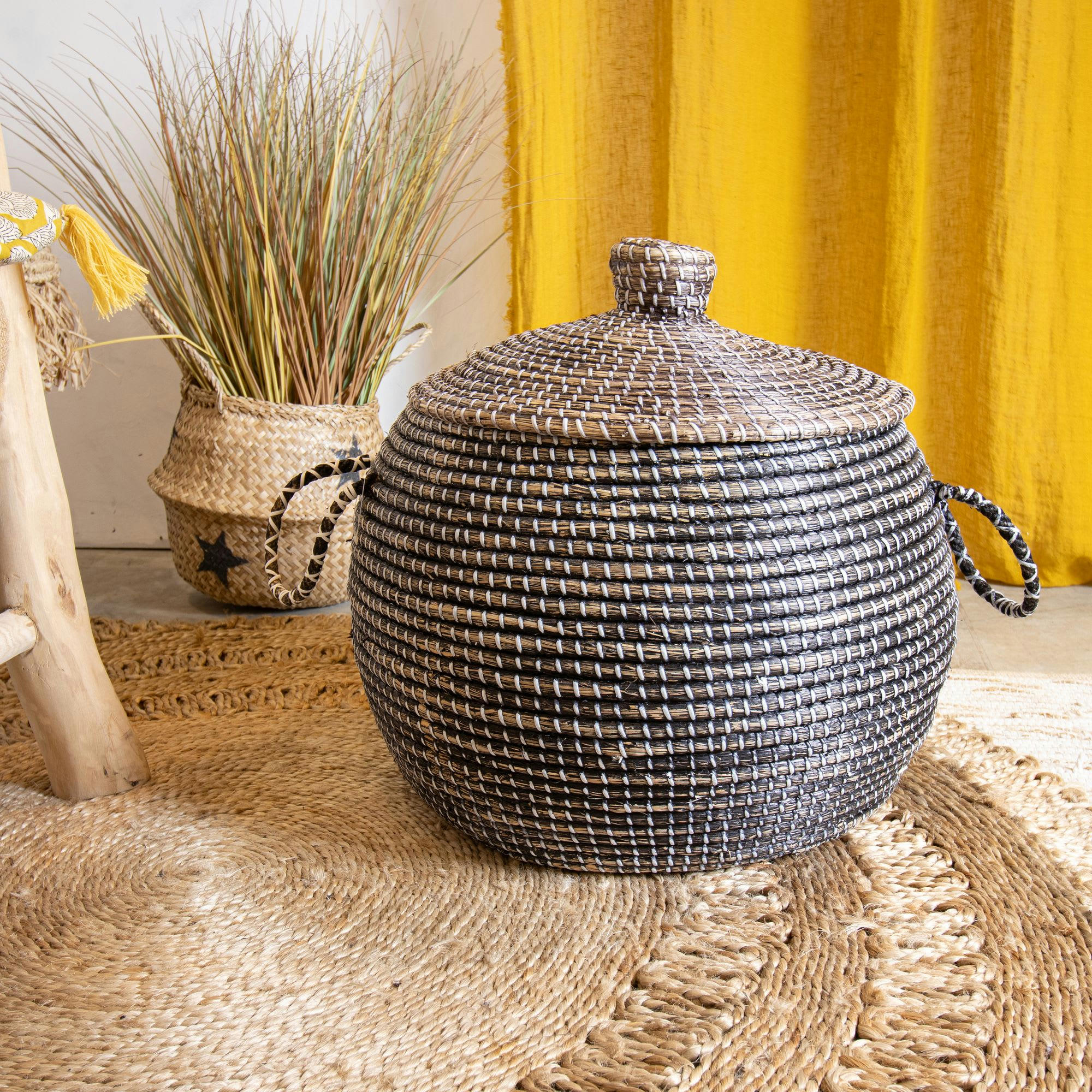 CON DAO - Panier en jonc de mer avec couvercle Ø50cm