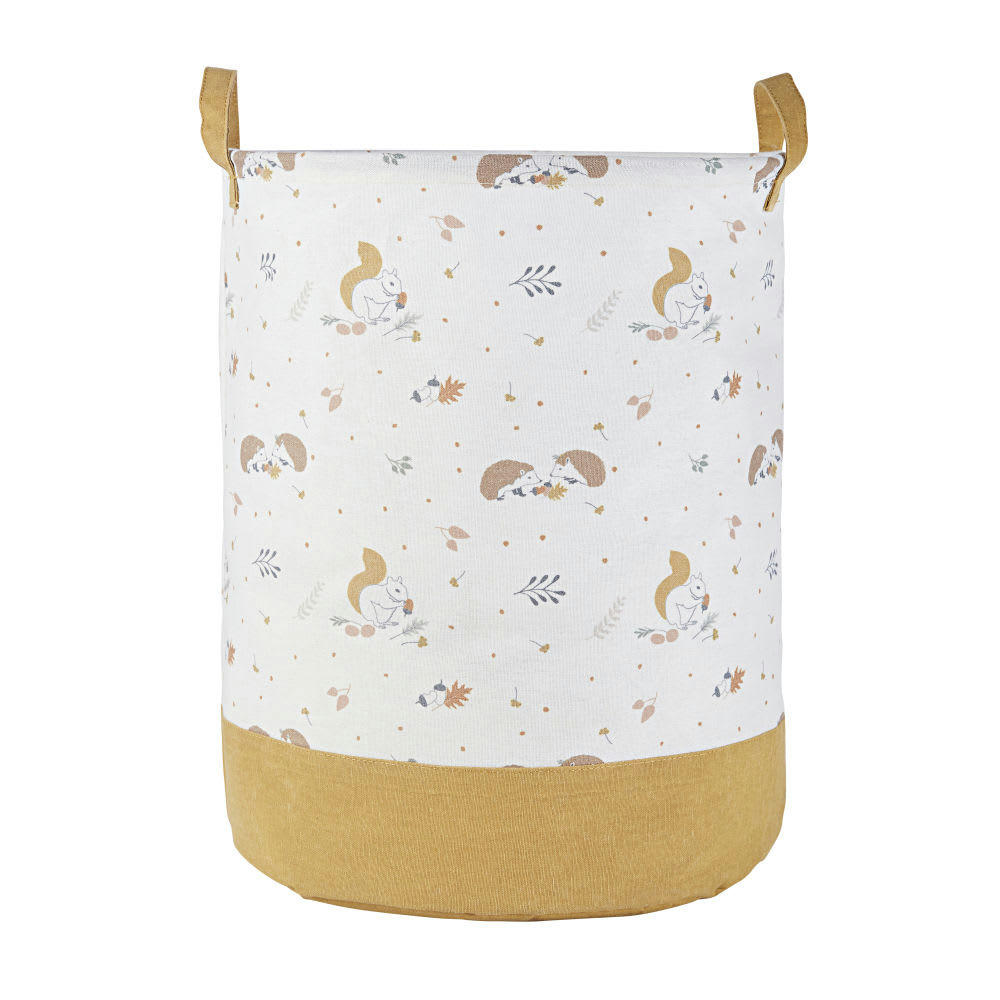 MIMIZAN - Sac de rangement bébé marron, ivoire et orange motifs animaux