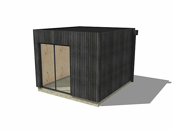 Bureau de jardin 4 saisons en bois 3,3 x 3,5 x 2,7 m / isolation RE2020 / menuiseries alu k-line