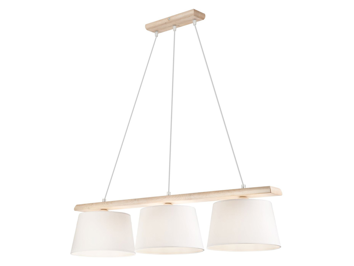 Lampa wisząca Aida 3-punktowa tkaninowa beżowo-biała