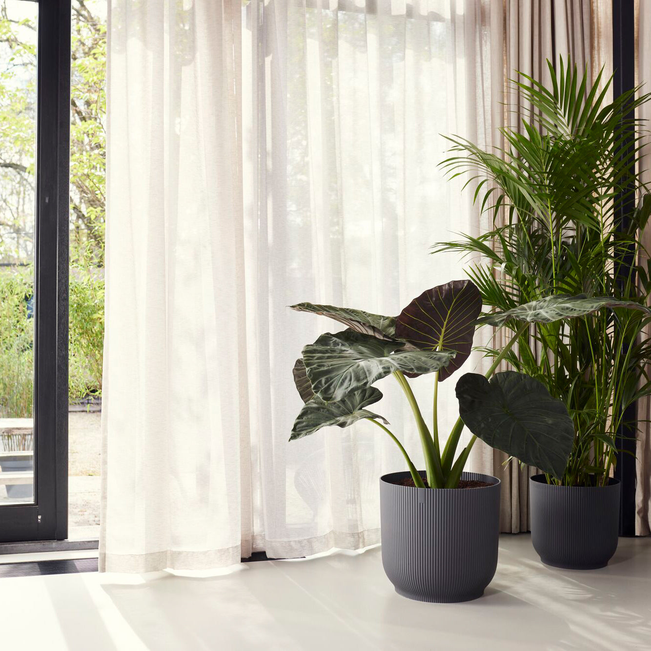 Elho Vibes Fold Rond - Zwart - Ø 47 x H 44 cm - Binnen - 100% gerecycl