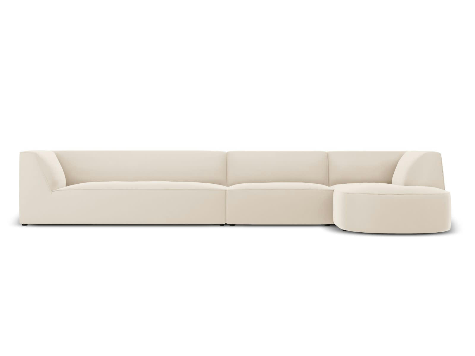 CHARLES - Canapé D'Angle Droit 5 places en Velours Beige