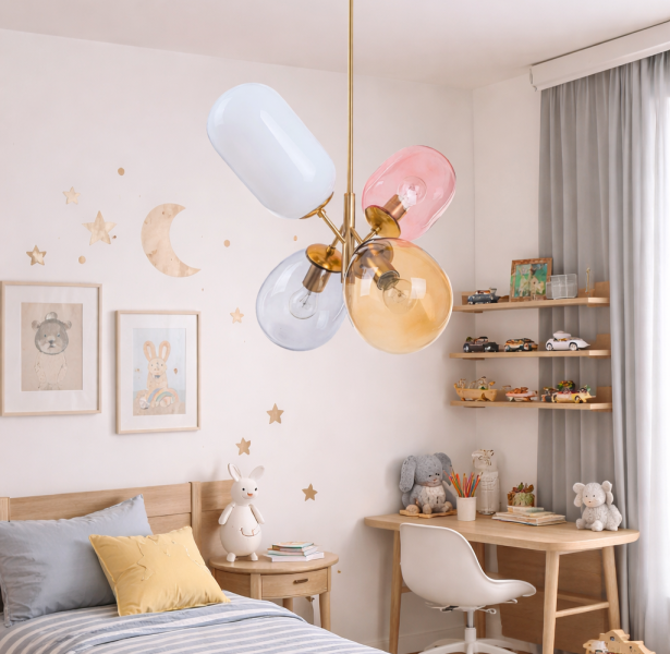 Lampa Sufitowa Wisząca GEOXA Kolorowa Multikolor Szklana