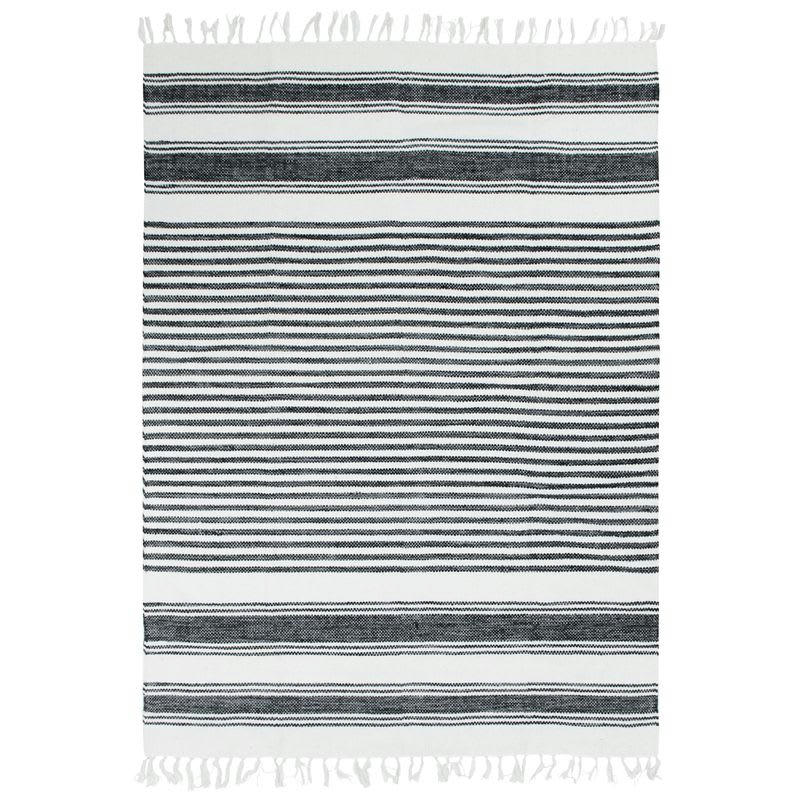 TERRA - Tapis 100% coton lignes noir-gris-blanc 160x230