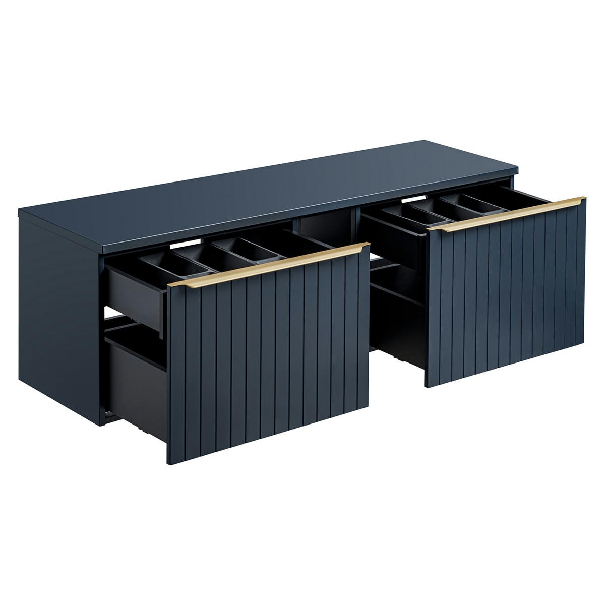 - Meuble sous-vasque 140cm 2 niches bleu