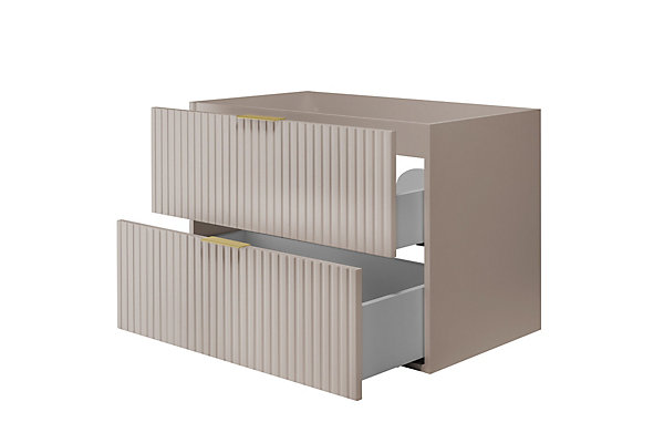 Meuble vasque, Cachemire, 80 x 57 x 46 cm, poignée dorée, sans plateau