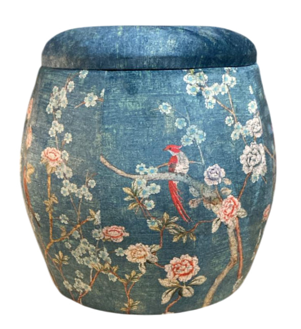 Fine Asianliving Velours Poef met Opbergruimte Rond