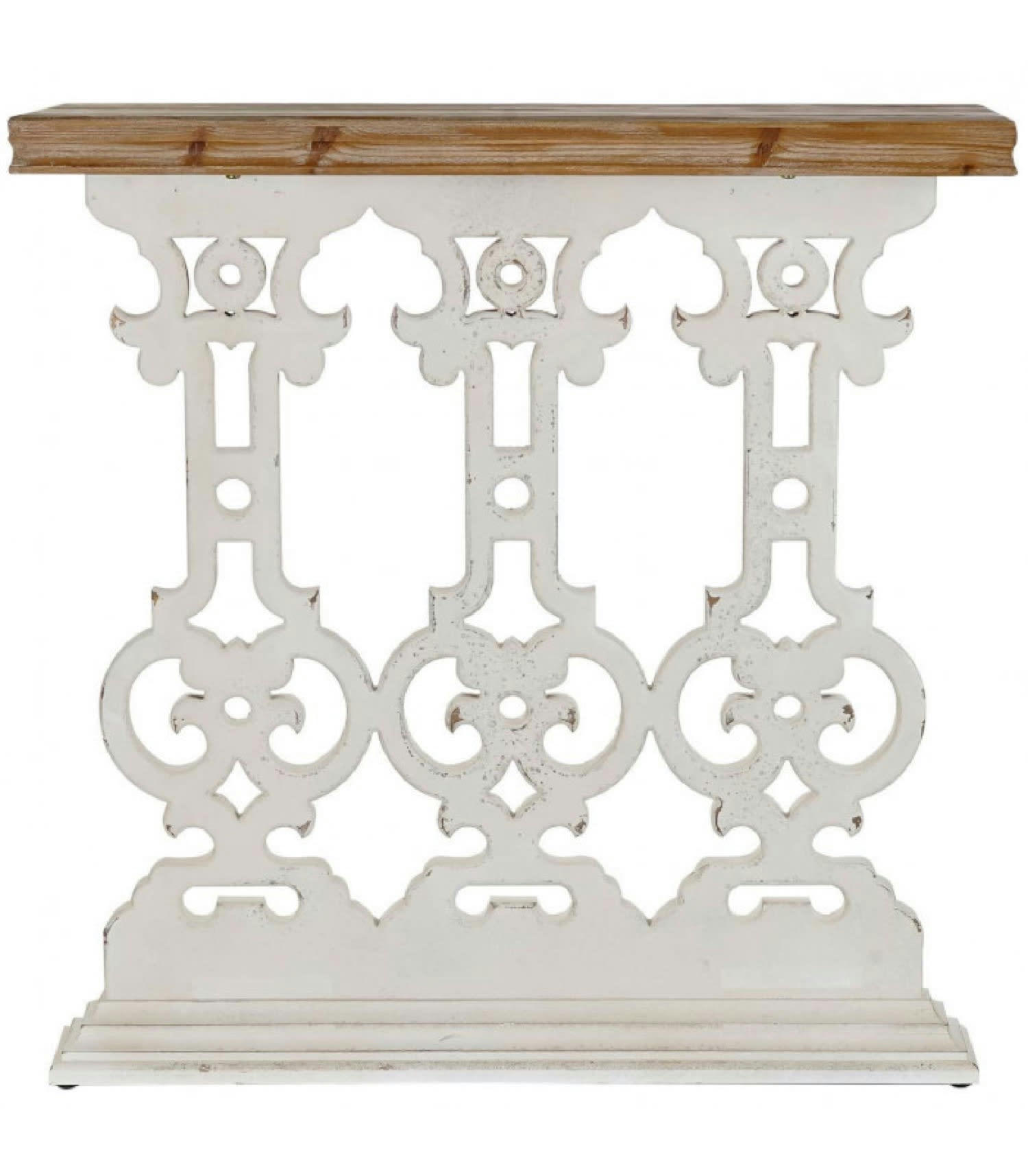 CLASSIQUE - Console classique en bois blanc et plateau bois