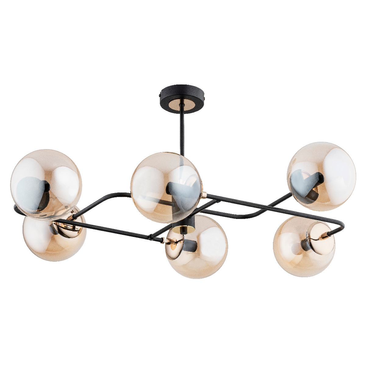 Lampa sufitowa czarno-złota-bursztynowy LENTUS 6xE14x10W Alfa