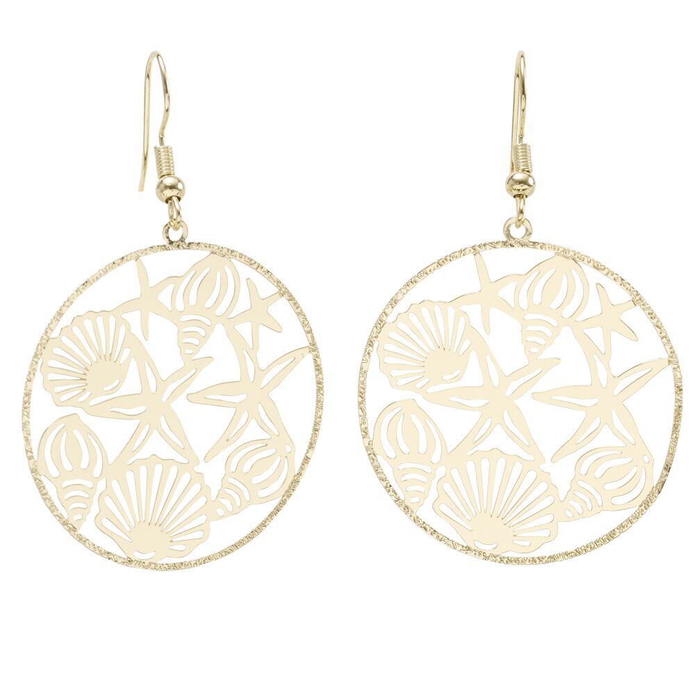 Boucles d'oreilles filigrane marin laiton doré L2cm