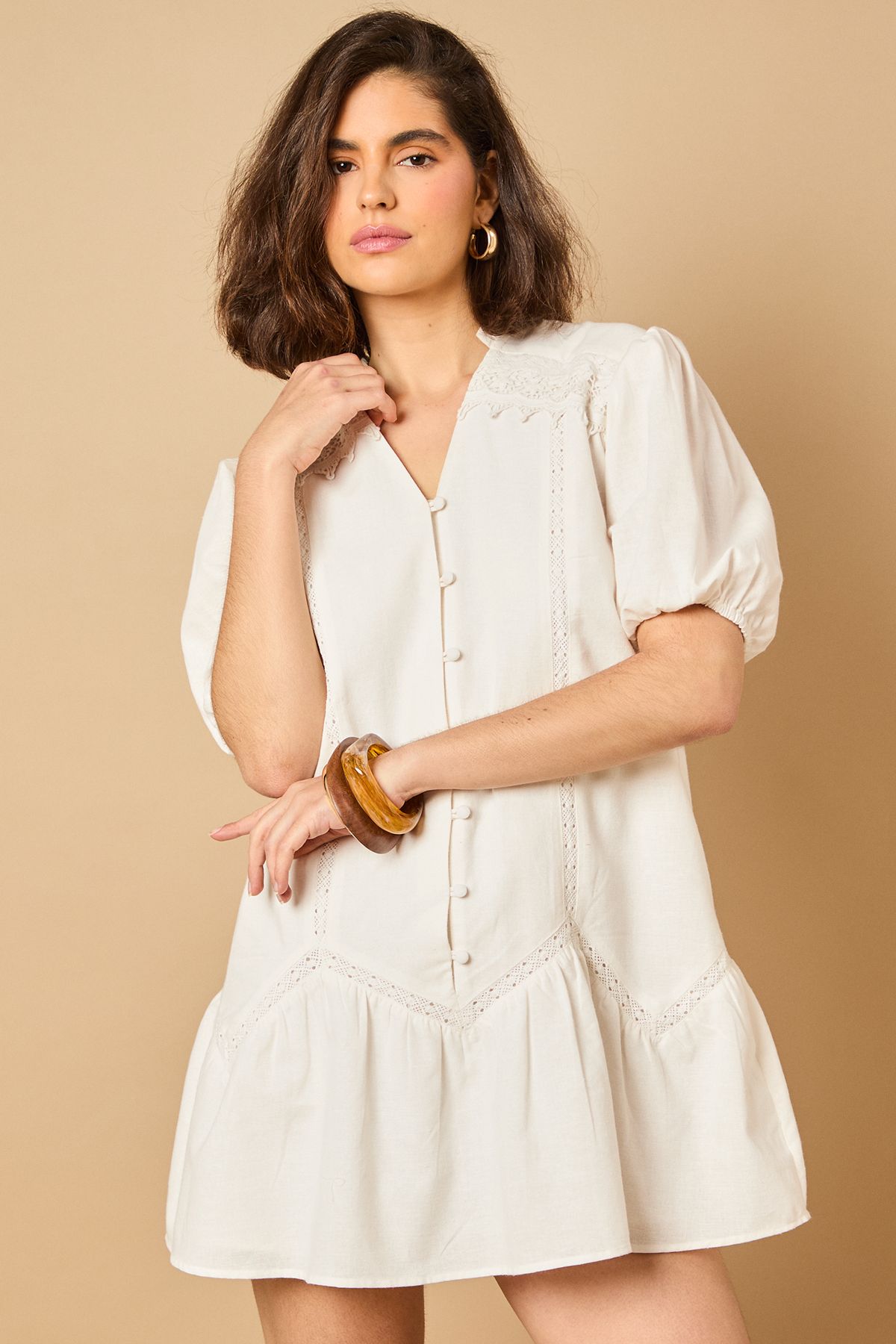 Oasis Lace Trim Mini Dress