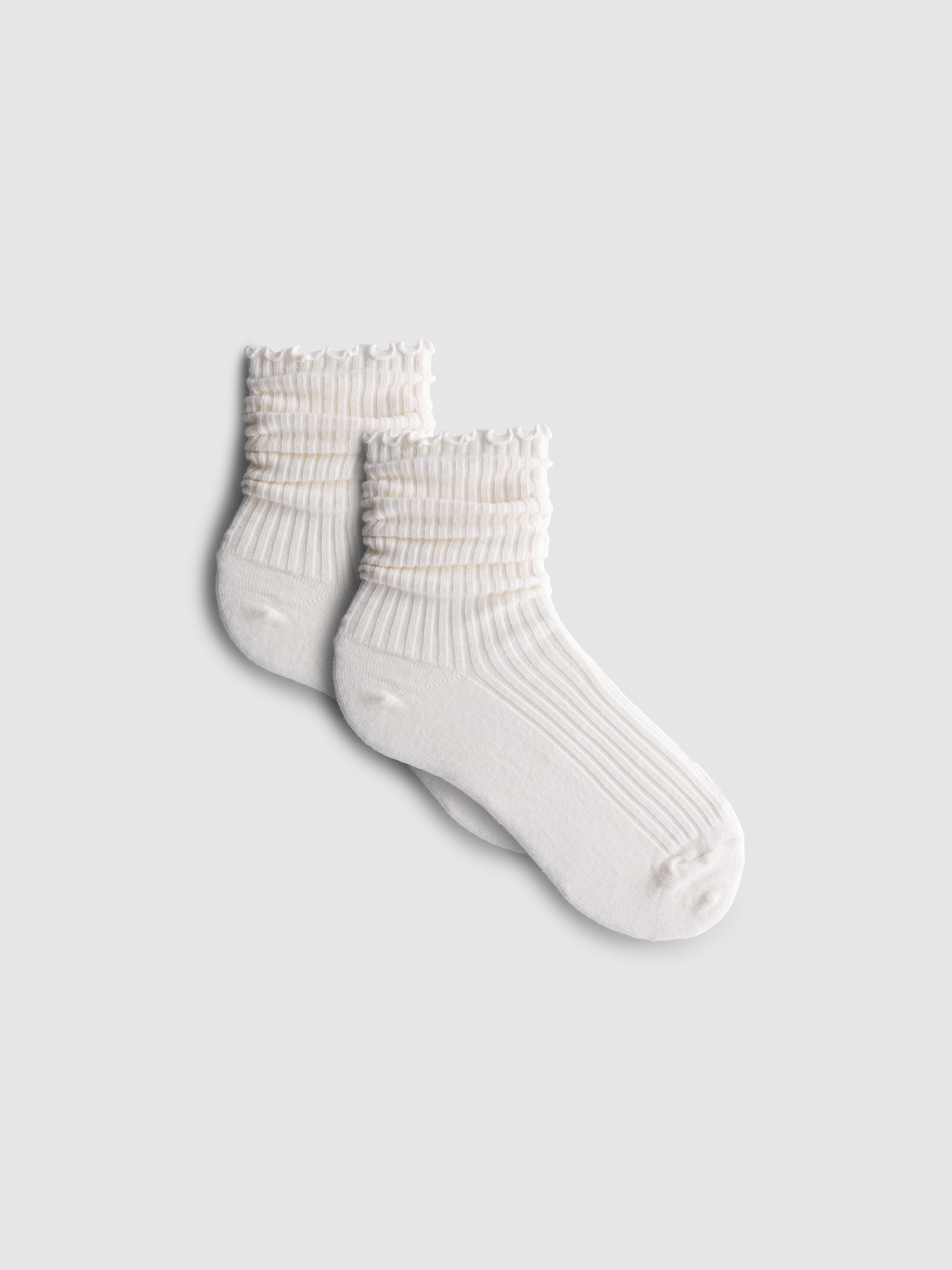 2pk Lettuce Trim Ribbed Crew Socks