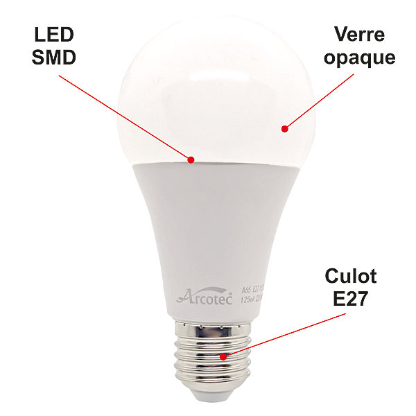 Lot de 10 ampoules LED E27 standard 15,3W 1521Lm 3000K - garantie 2 ans