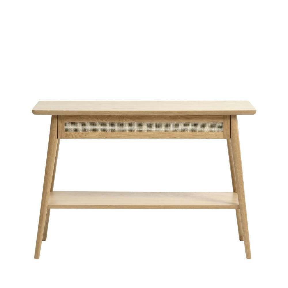 KIYO - Console 1 tiroir en bois et cannage L110cm bois clair
