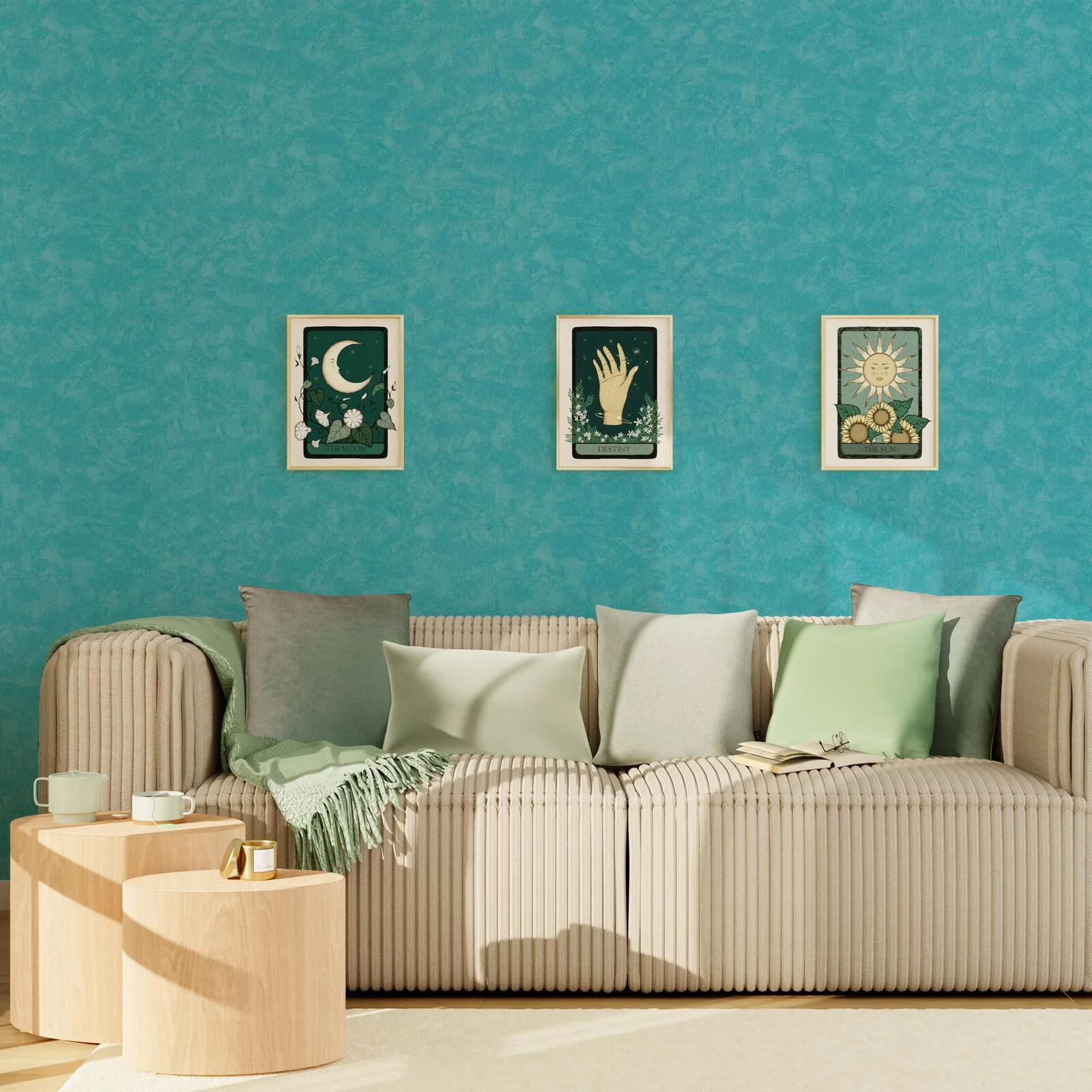 Papier peint intissé RAVENNE coloris bleu turquoise