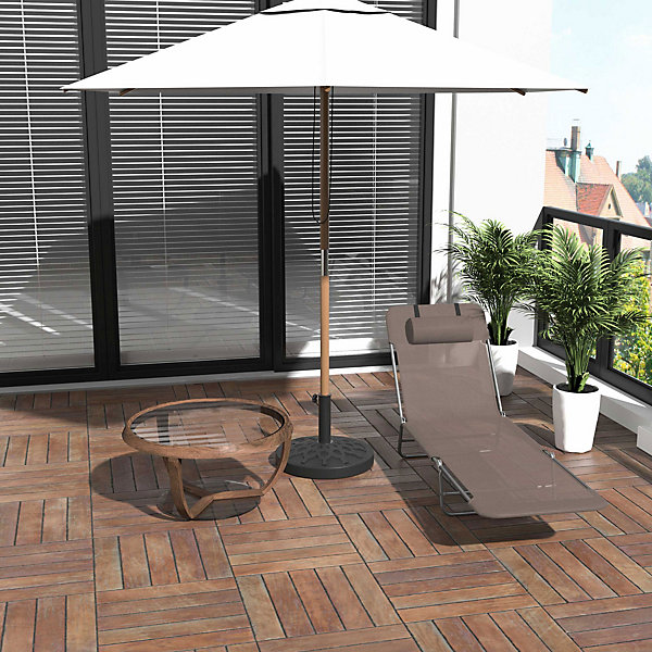 Chaise longue de jardin pliante marron, transat relax pour terrasse, résistante aux intempéries et confortable