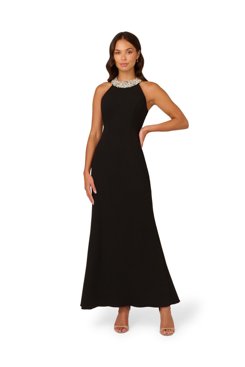 Adrianna Papell Beaded Halter Gown