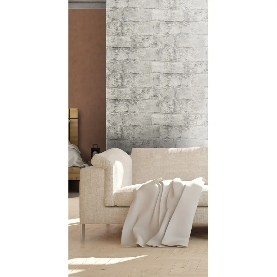 Dutch Wallcoverings - Palma ruwe steen grijs - 0,53x10,05m