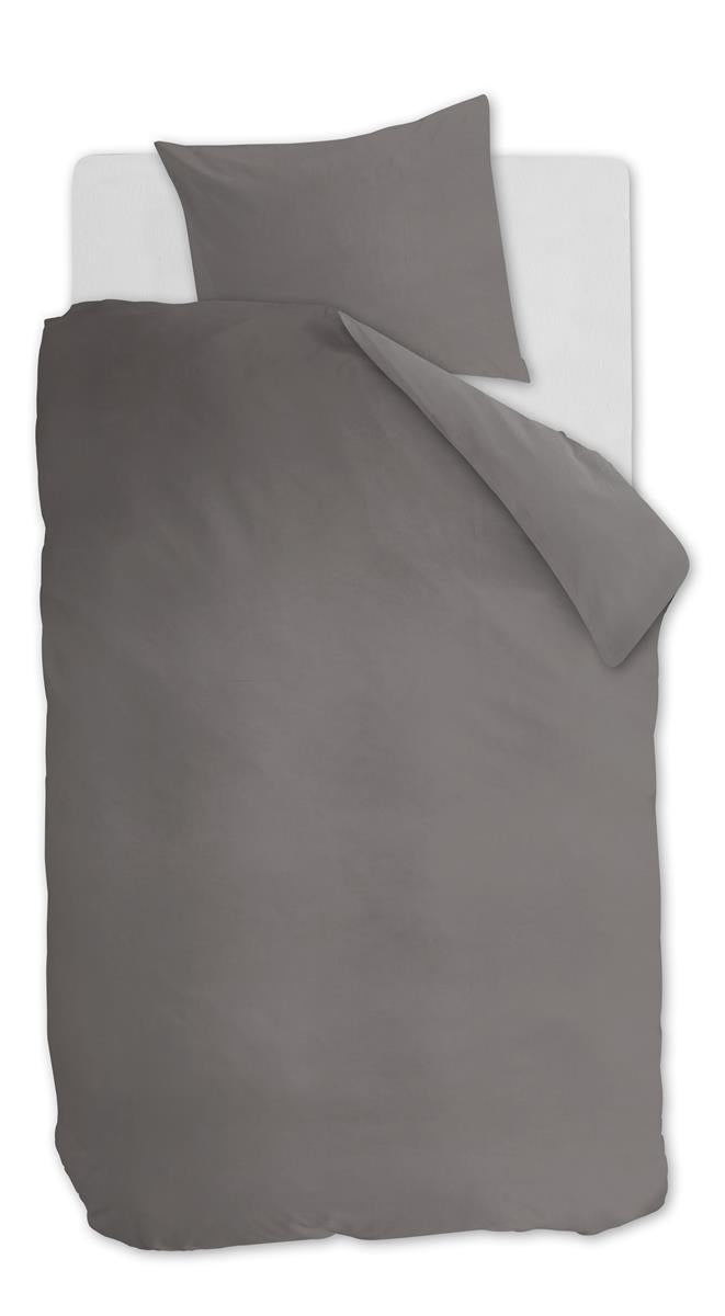Ambiante Cotton Uni dekbedovertrek - Effen - Eenpersoons - 140x200/220 cm - Grijs