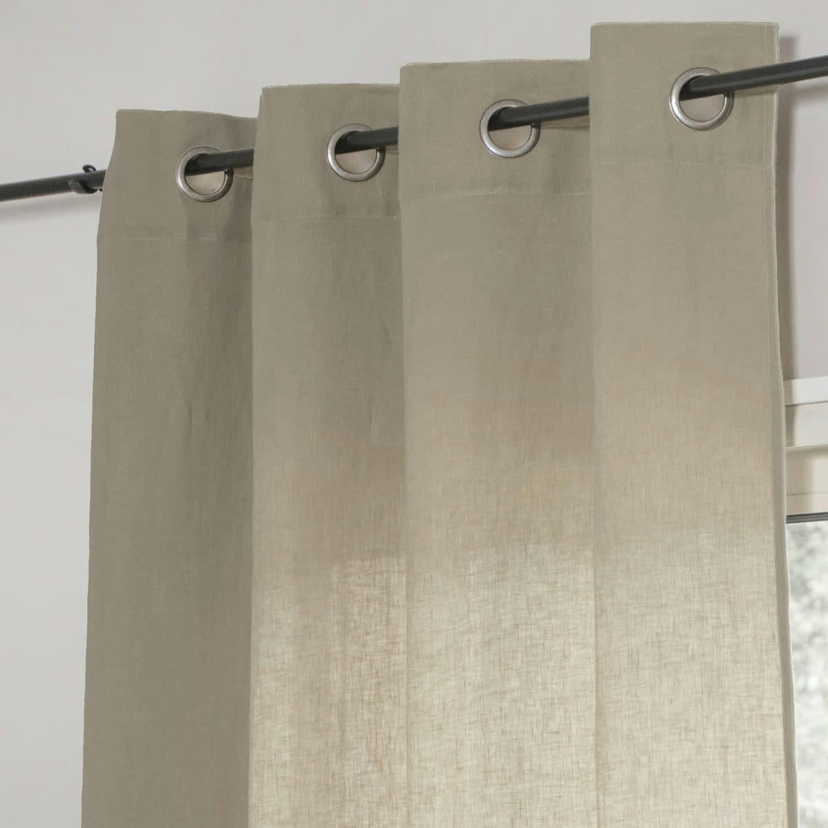HORTENSE - Rideau à oeillets lin lavé  140x290 grège