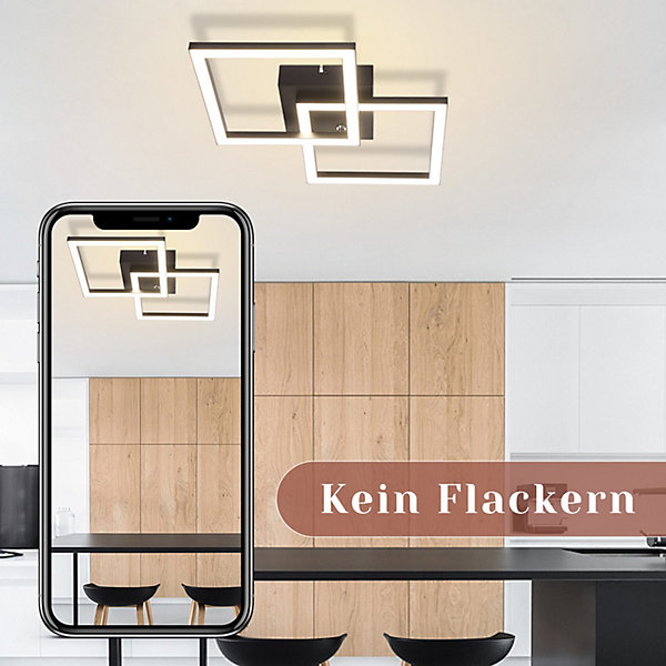 NETTLIFE Plafonnier LED Carré Noir 24 W 4 000 K Blanc Neutre Lampe De Cuisine Moderne