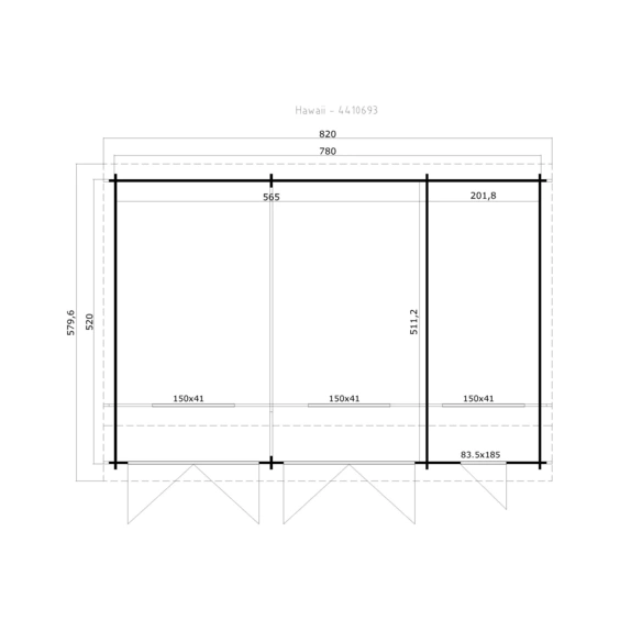 Blockgarage »Hawaii«, BxT: 780 x 520 cm (Außenmaße), Holz