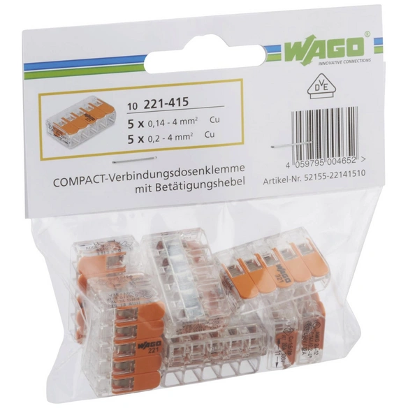 Klemme, COMPACT, Kunststoff, Orange, Kabel von 0,14/0,2 – 4 mm²