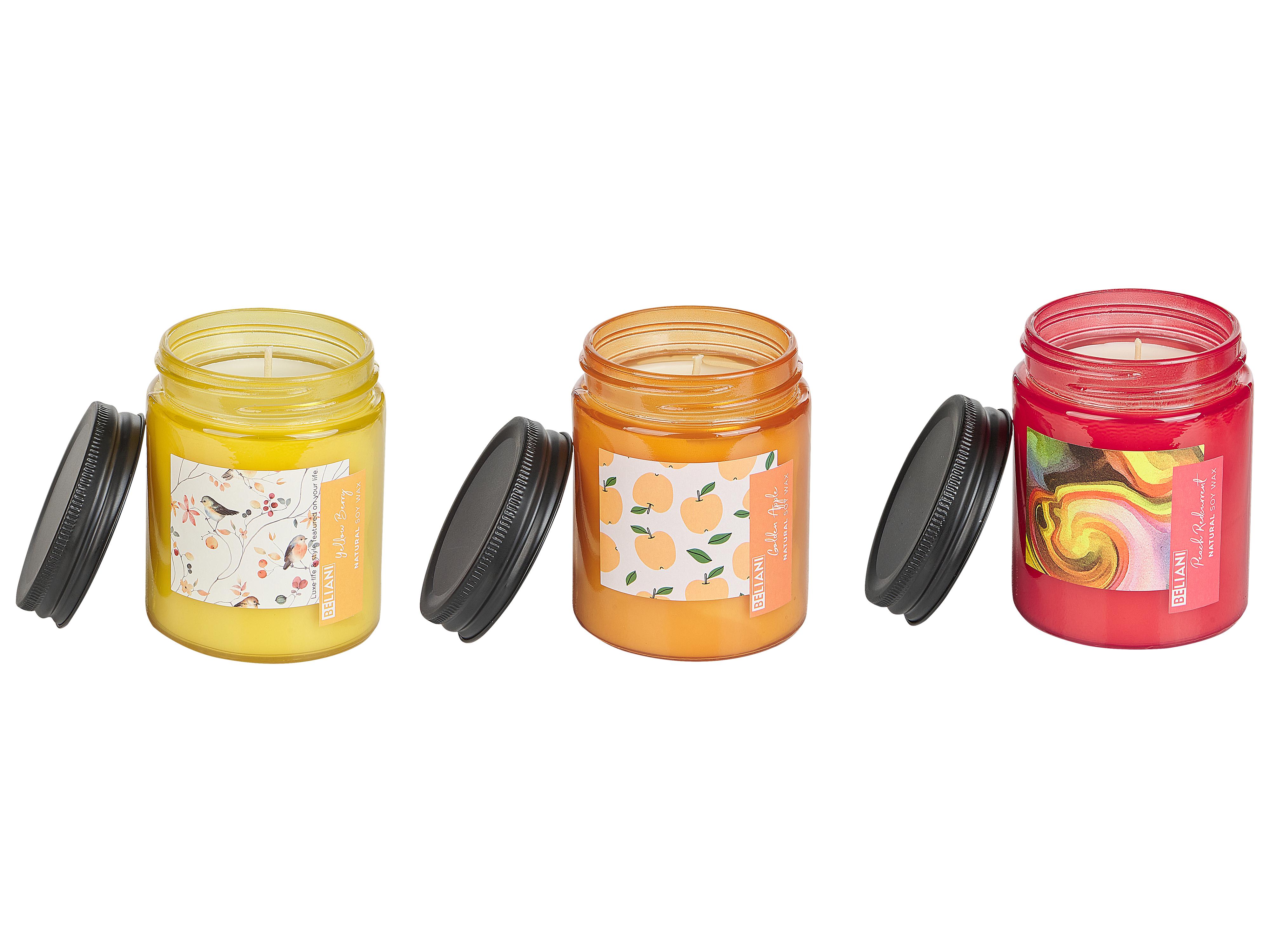 Set of 3 Scented Candles FRUITY BLOOM Soy Wax Fruity Notes