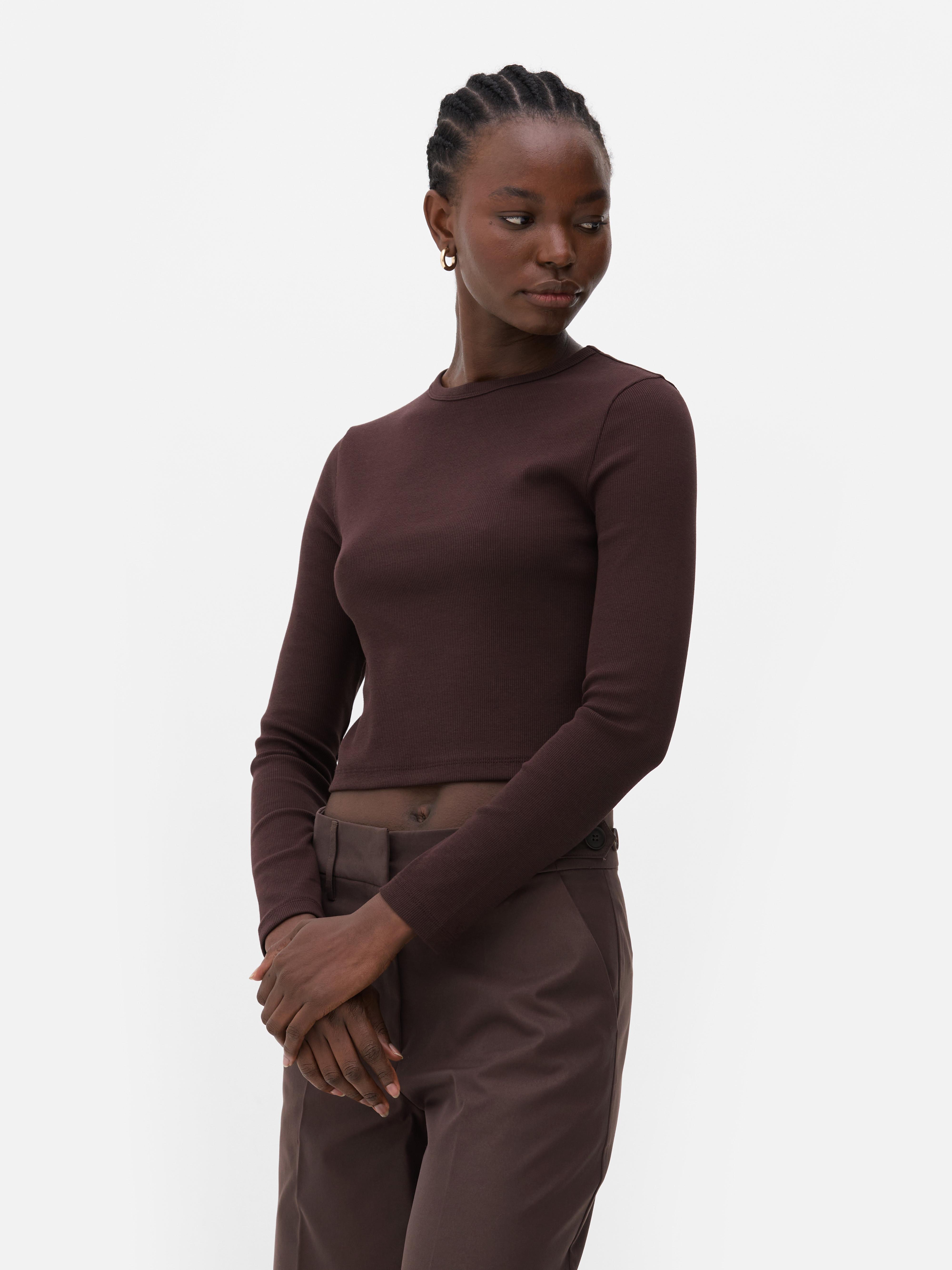 Cropped Ribbed Crew Top