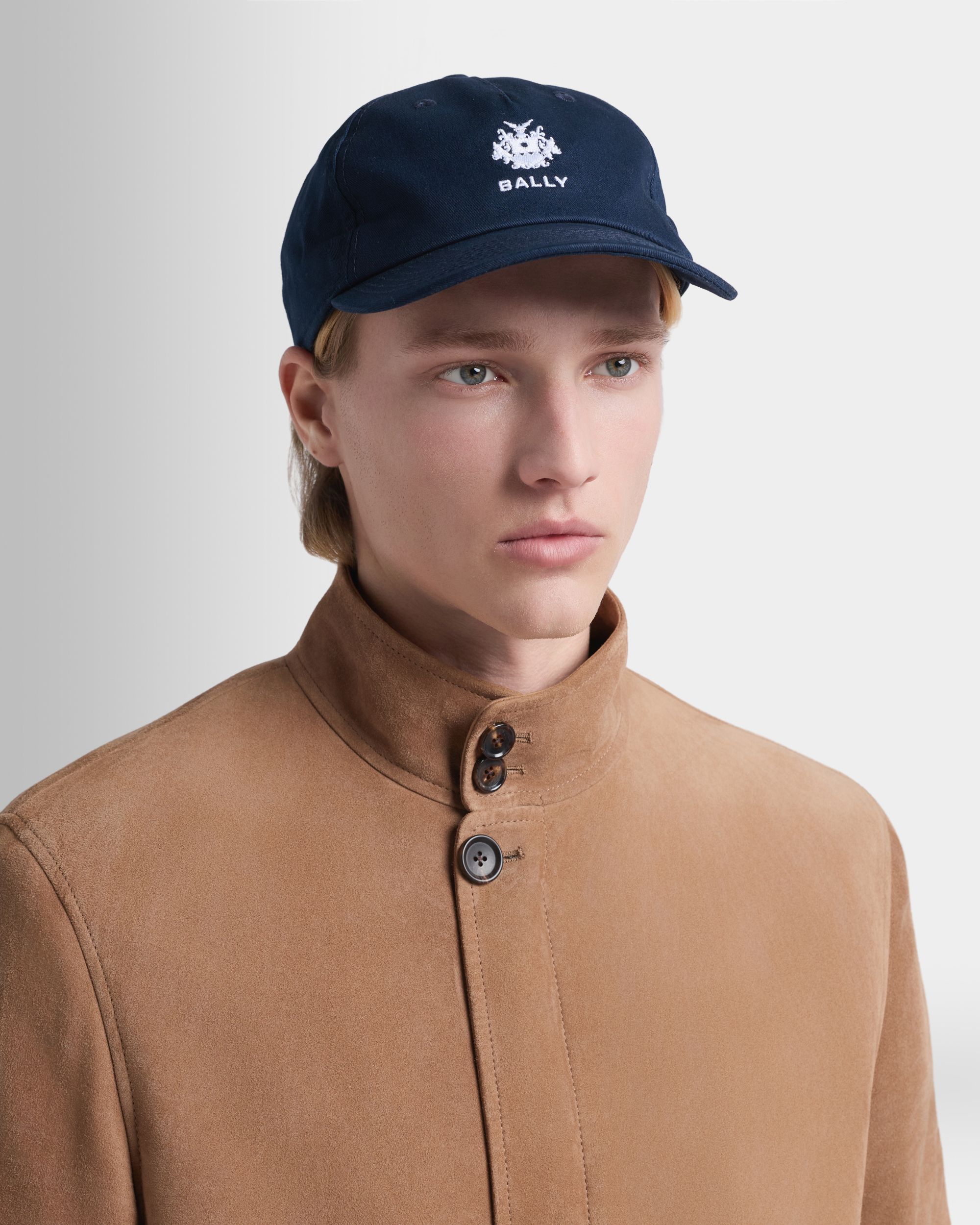 Baseballmütze aus Baumwolle in Navy Blue mit einfarbigem Bally-Crest-Wappen
