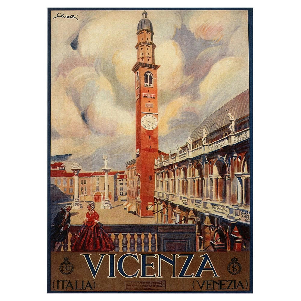 - Tableau affiche touristique Vintage Vicenza 50x70cm