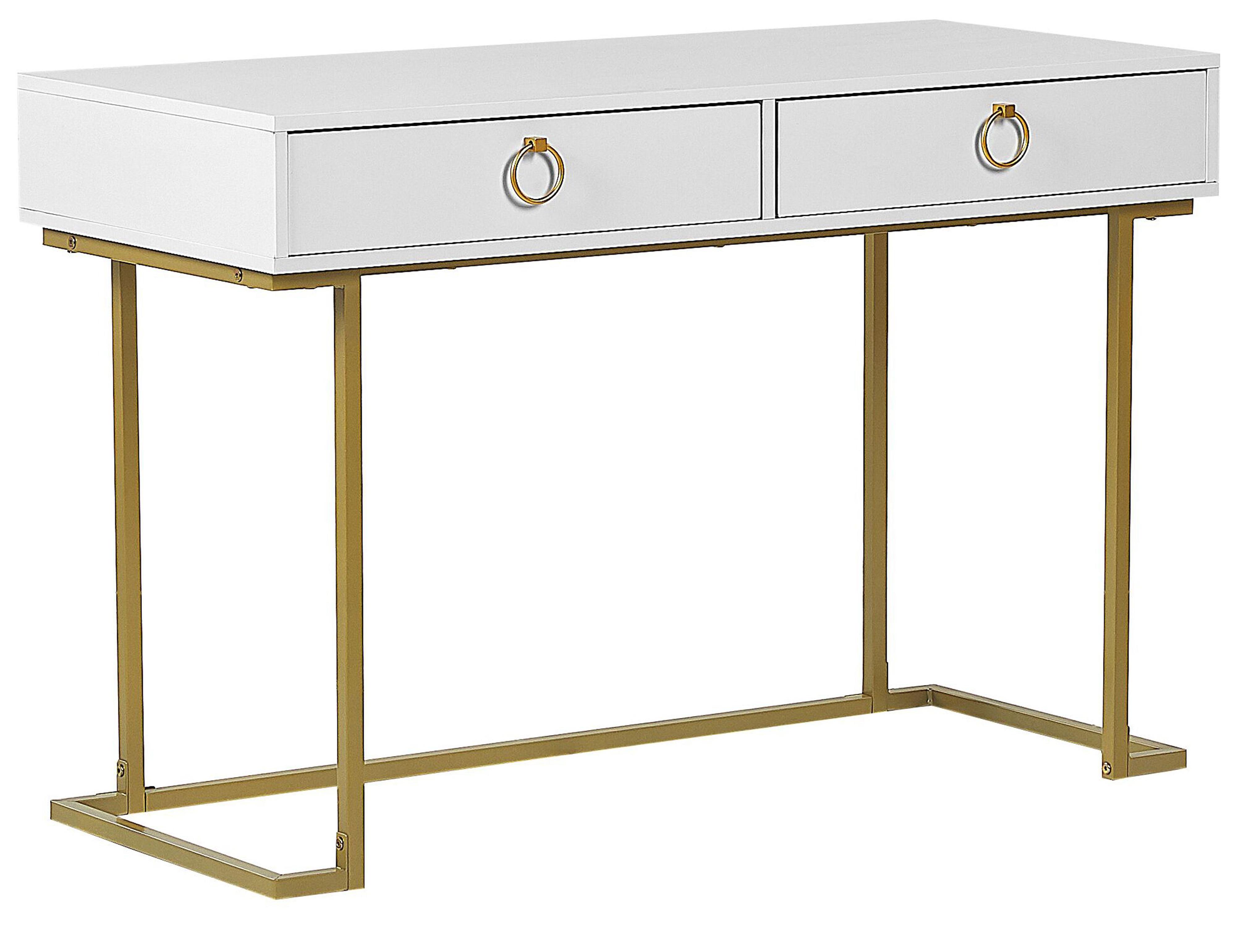 Console Table WESTPORT White/ Gold 115 cm 50 cm with Drawers