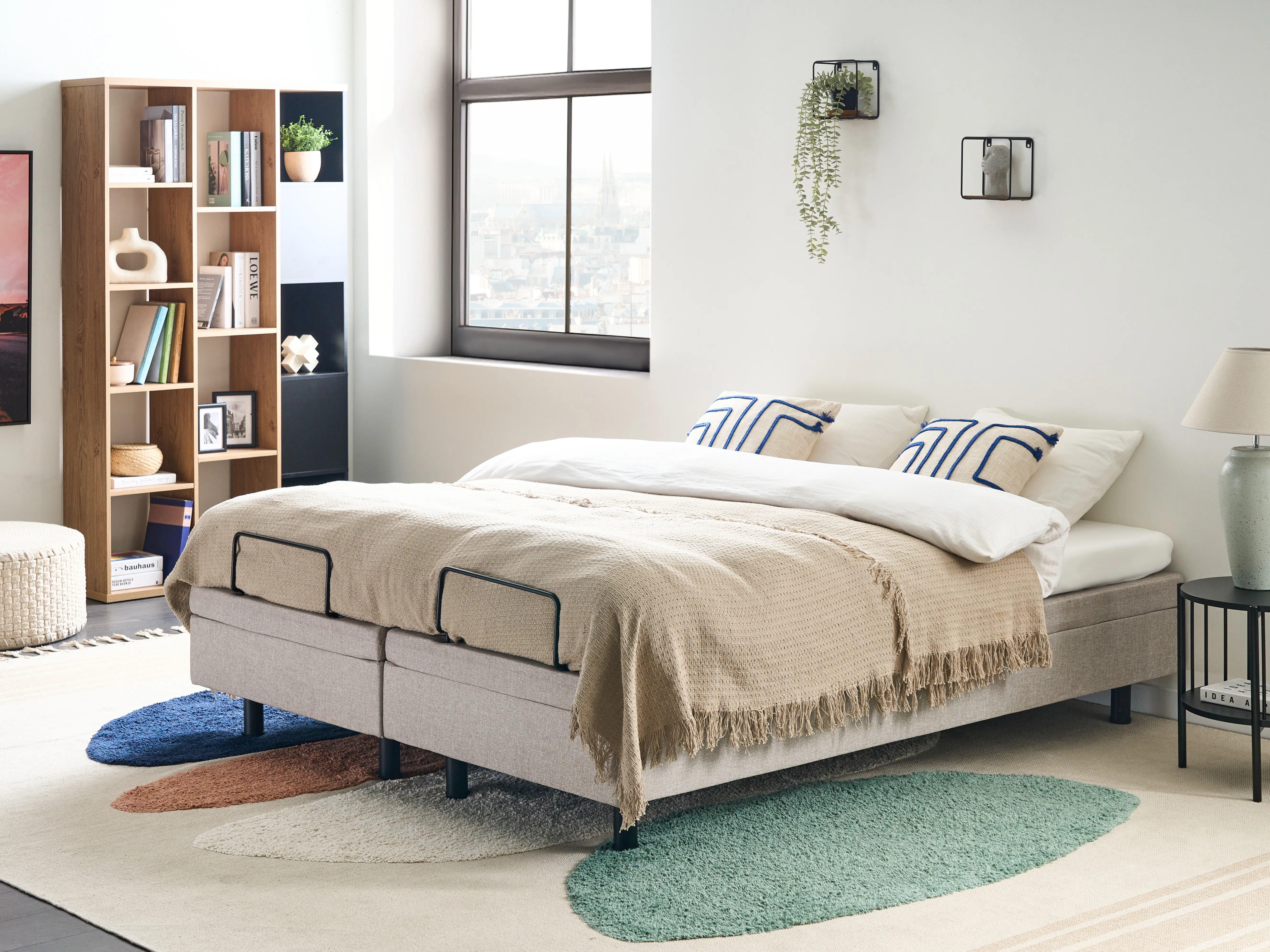 Adjustable Bed without Headboard Fabric DUKE 160 x 200 cm (EU King Size) Beige