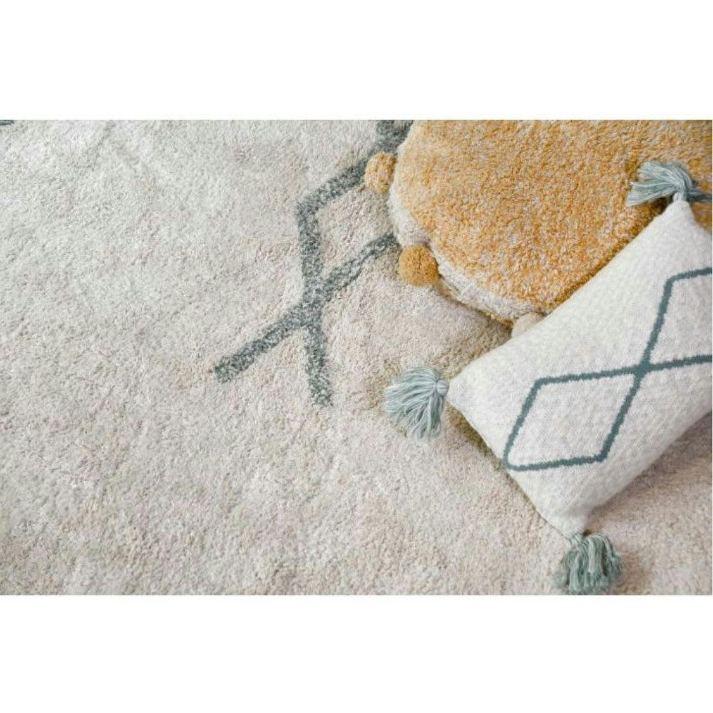 ATLAS NATURAL - Tapis coton lavable vintage bleu 170x240cm