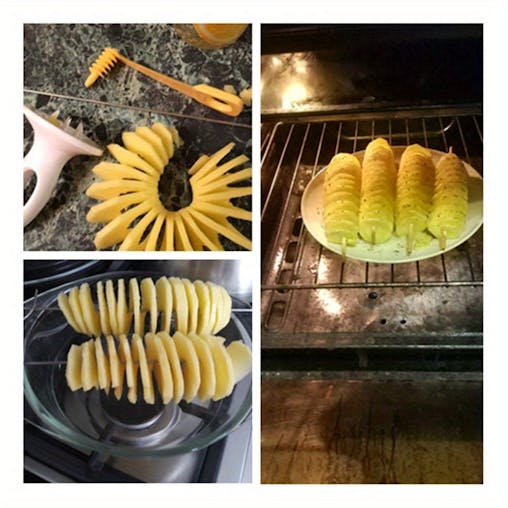 NNETM 6pcs Camping Potato Barbecue Skewers Slicer Tool
