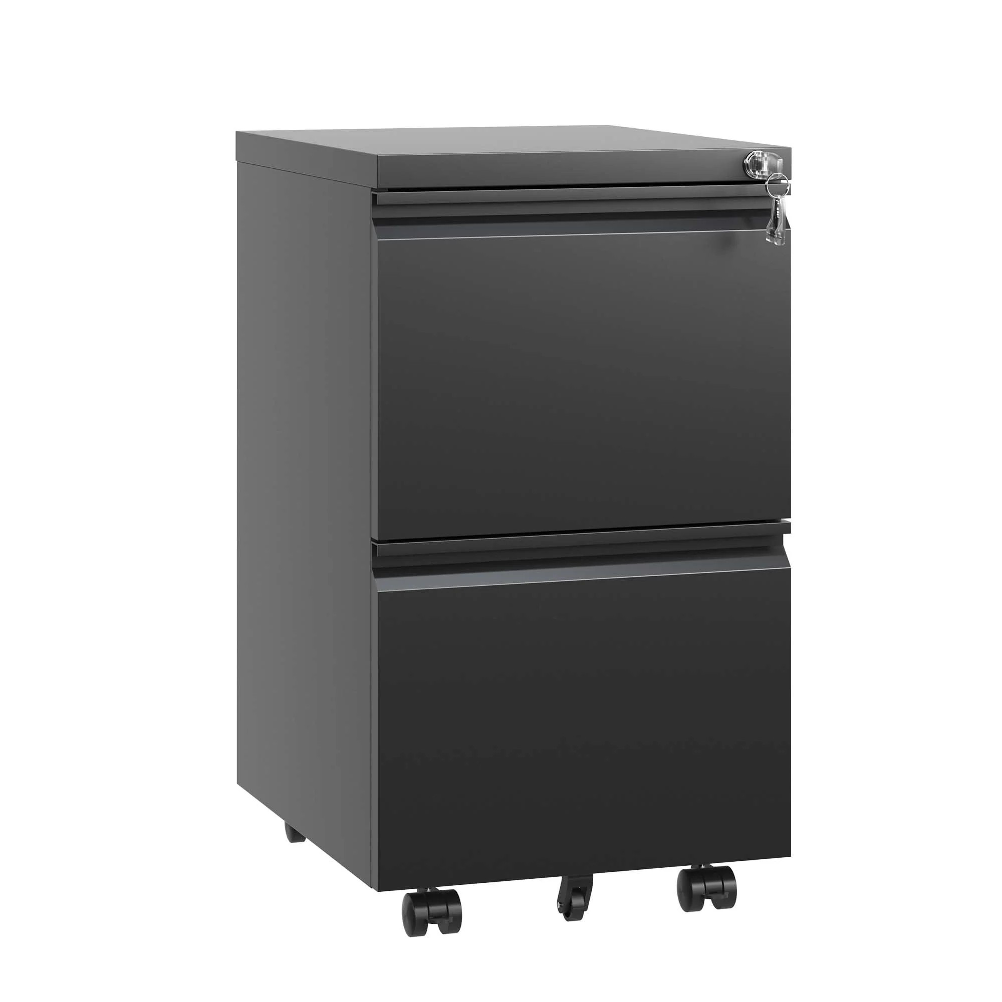 2 Drawer Metal Mobile File Cabinet,Rolling File Cabinet with Lock for Hanging Legal/Letter/A4 Size,Fully Assembled Except Wheels