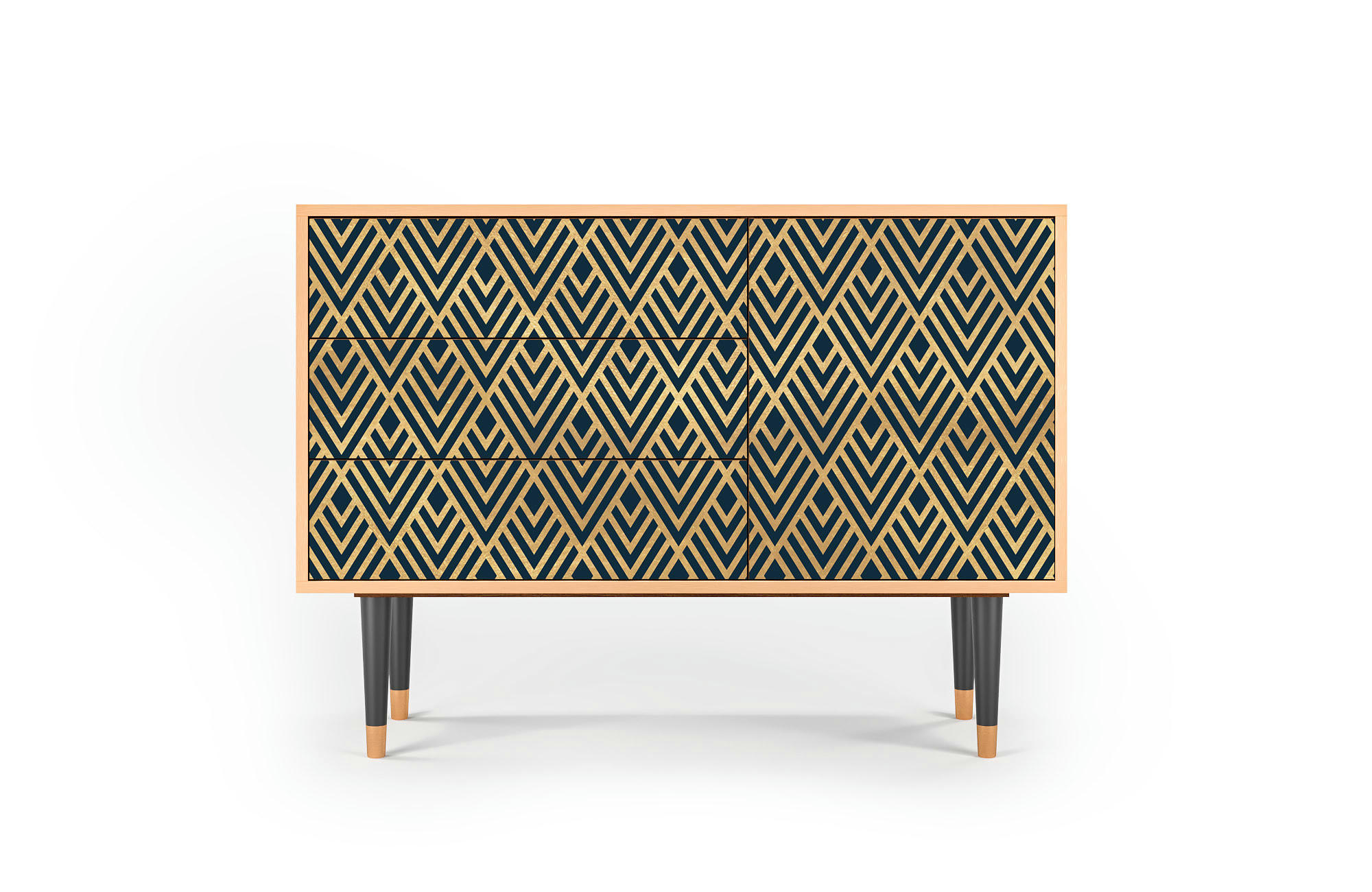 EGYPT TRIANGLES - Buffet  bleu 3 tiroirs et 1 porte L 115 cm