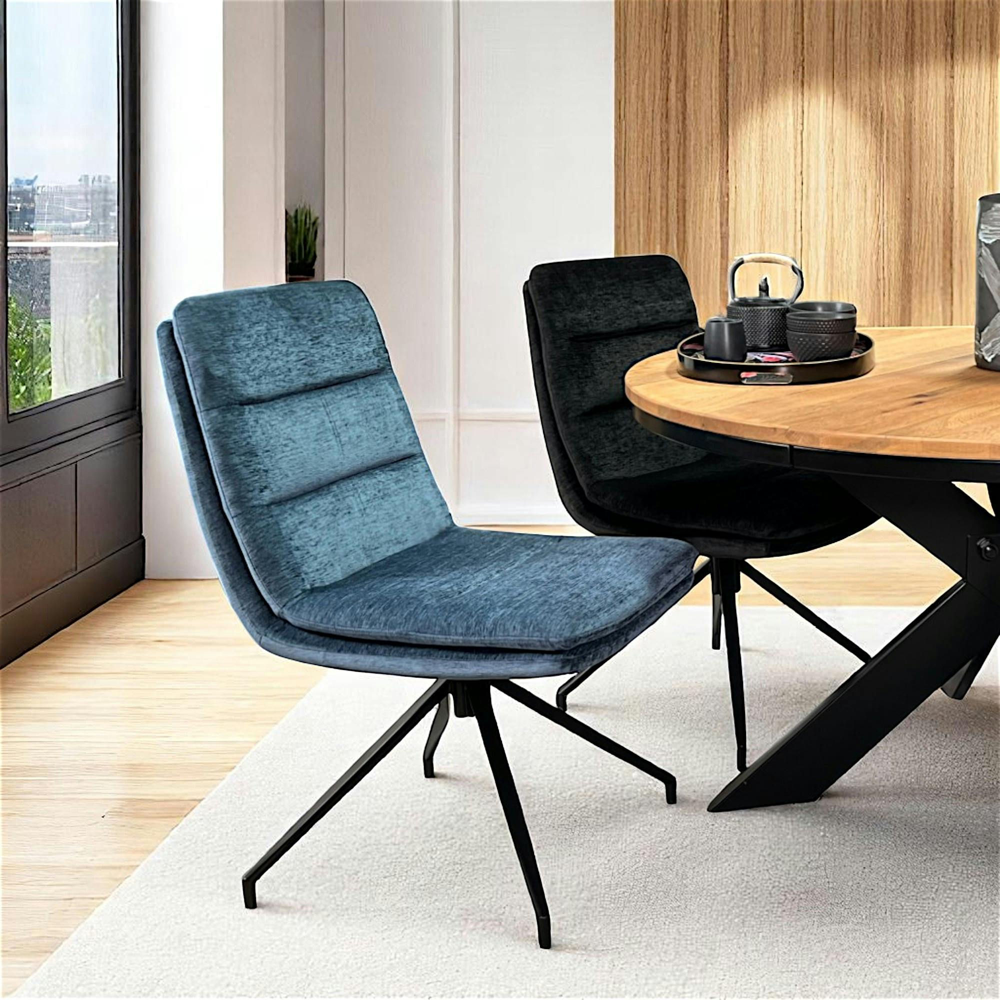 Chaise de salle à manger pivotante en velours bleu (lot de 2) PALERME