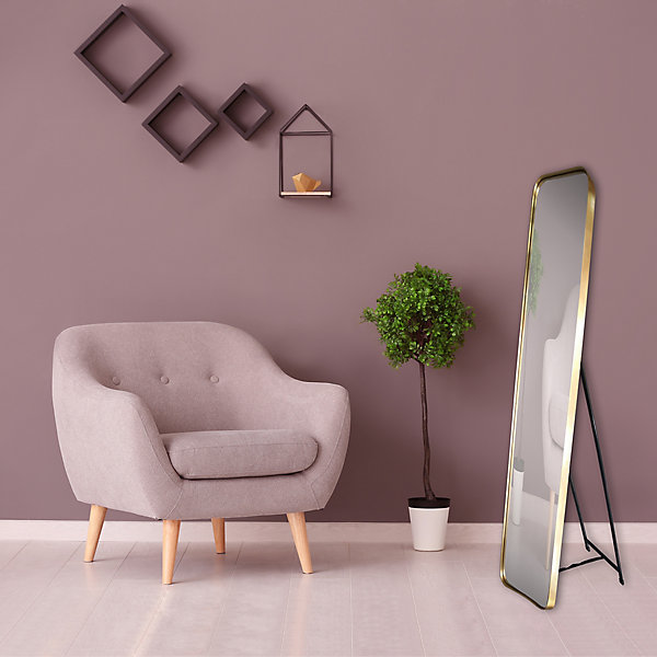 Miroir fin sur pied doré L.150 x l.30 cm Emde